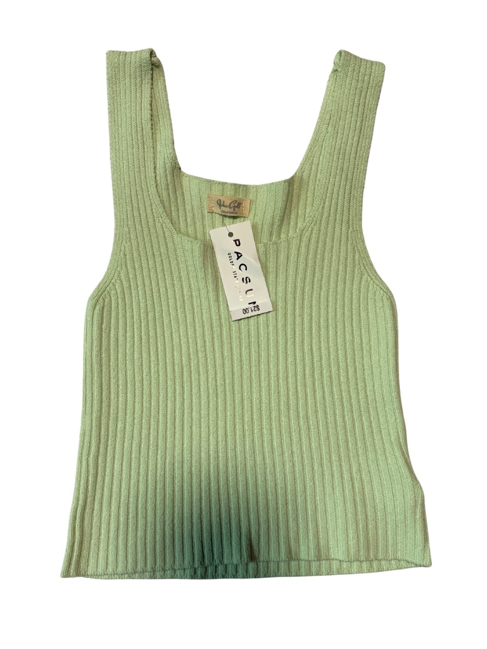 PacSun John Galt Ribbed Square Neck Tank Top - Mint Green | NWT